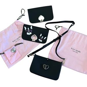 Kate Spade Brand New Black Leather Customizable Boston Terrier Shoulder Bag